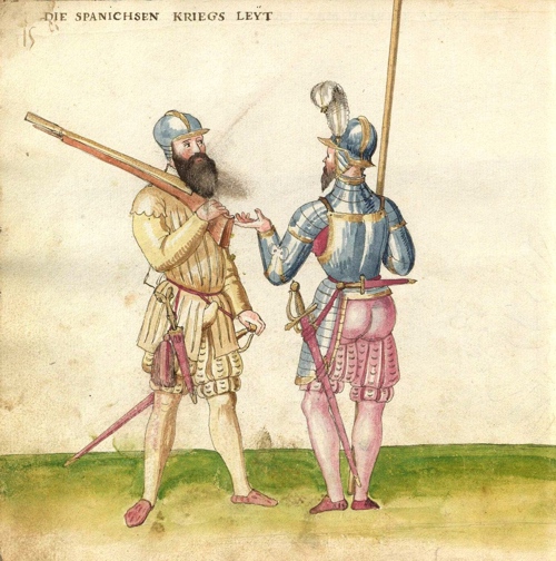 Soldados espa�oles hacia 1550 - C�dice de trajes