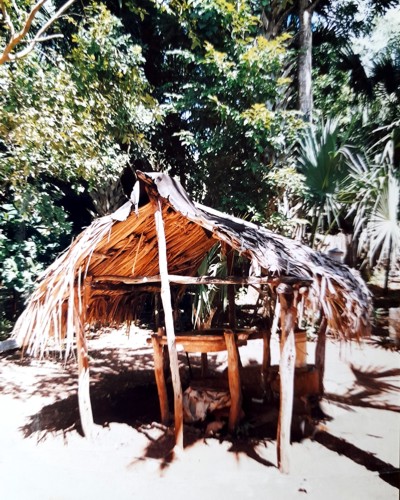 Recreaci�n de una construcci�n ind�gena en el Caribe