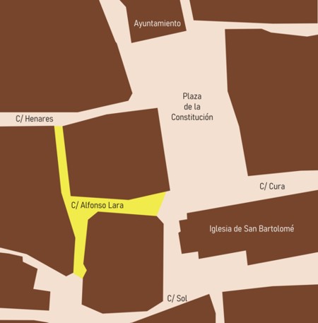 Plano de situaci�n de la calle Alfonso Lara (elaboraci�n propia)