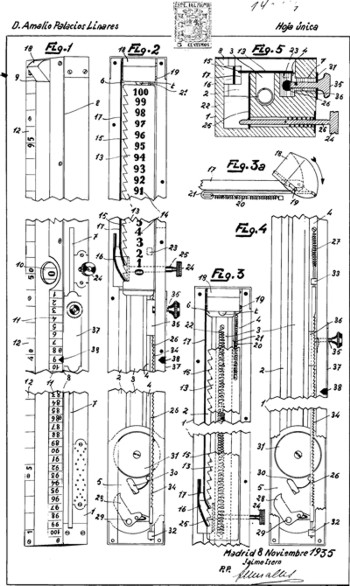 Plano de la patente de Amalio Palacios de 1935. De INVENES, B.de datos de invenciones de la OEPM.