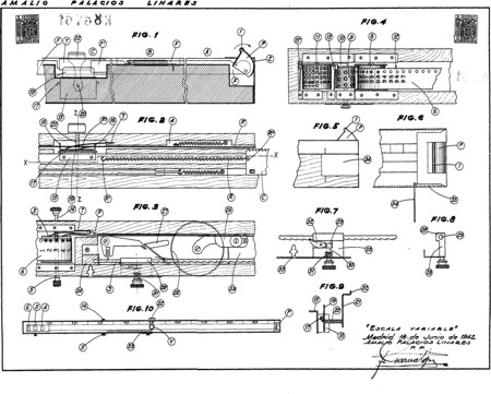 Plano de la patente de Amalio Palacios de 1943. De INVENES, B.de datos de invenciones de la OEPM.