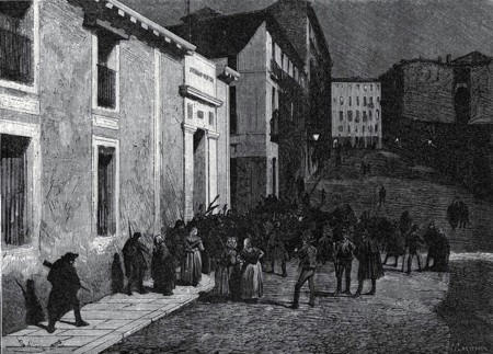 Imagen: La Ilustraci�n Espa�ola y Americana (24-12-1872), Madrid, Mot�n en la noche del 11, una turba de sublevados invaden el Museo Arqueol�gico.