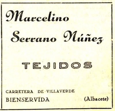 Anuncio de la tienda de Marcelino Serrano