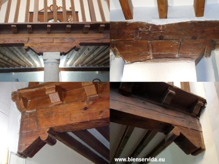 Zapatas y canes sobre los que descansan las vigas maestras del coro.