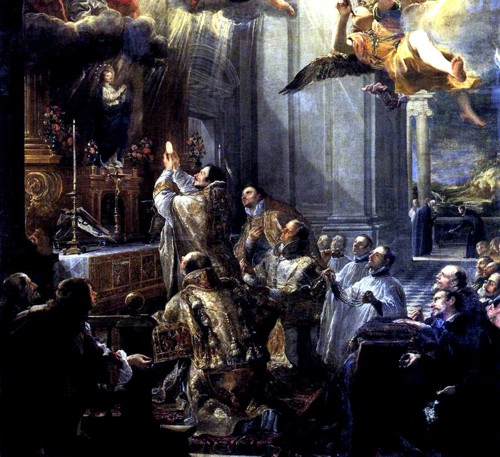 Detalle del cuadro de Juan Carre�o de Miranda, Misa de San Juan de Mata (1666). Wikipedia.