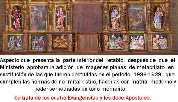 Aspecto actual de la parte inferior del Retablo